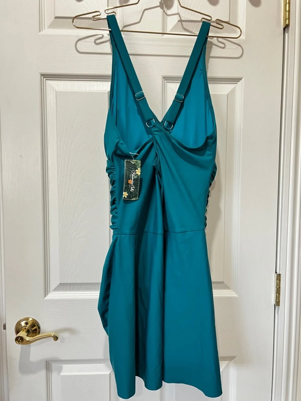 Blooming Jelly Plus Size XL Swim Dress Swimsuit One Piece Tummy Control Teal